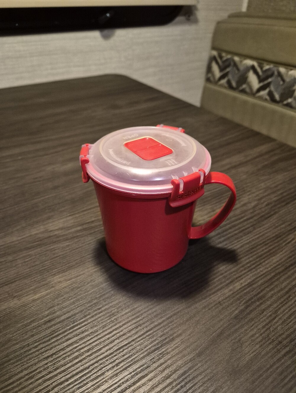 Red Plastic Travel Mug with Locking Lid